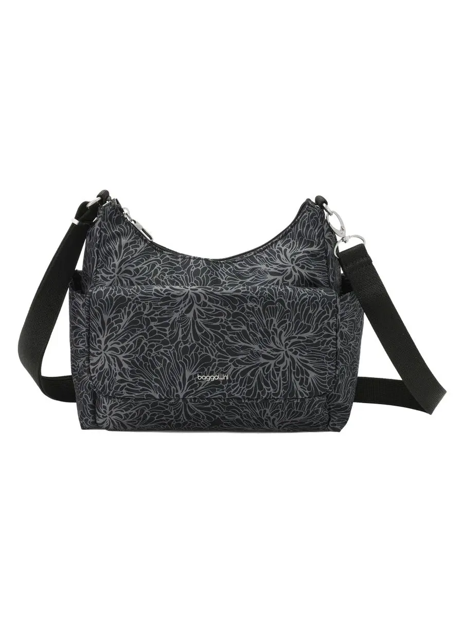 Мини-сумка-хобо с защитой от краж Journey Anti-Theft Baggallini — изображение 1 из 4, полуночный цветок
