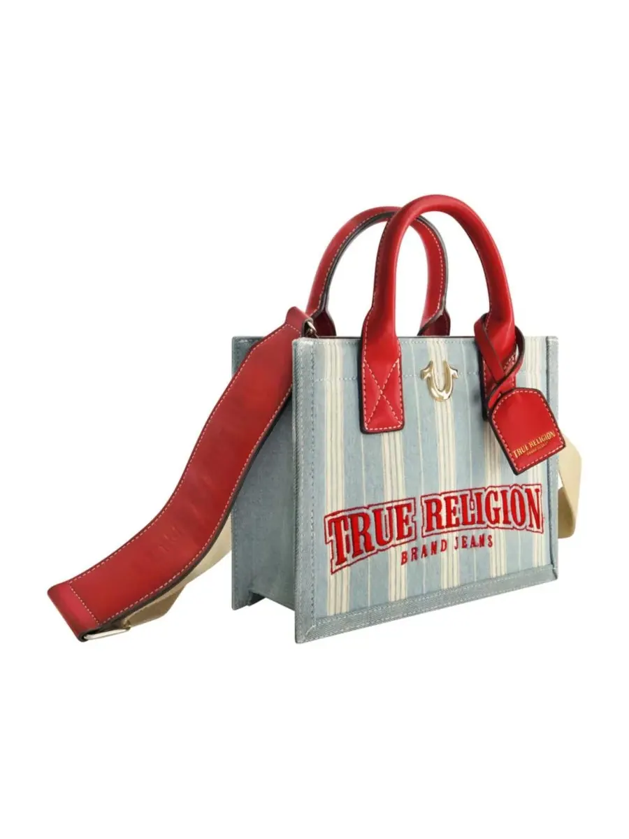 Современная сумка-тоут в джинсовую полоску True Religion — изображение 3 из 3, джинсовый синий