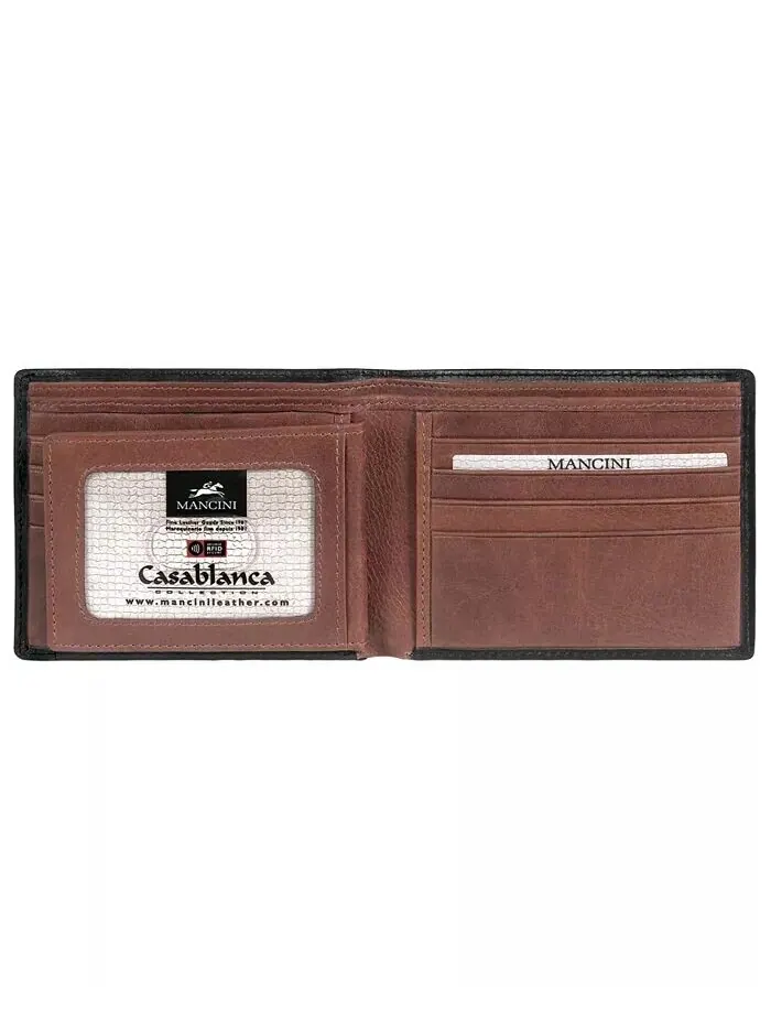 Мужской бумажник для купюр Casablanca Collection с защитой RFID по центру и съемным левым — изображение 2 из 3, коричневый