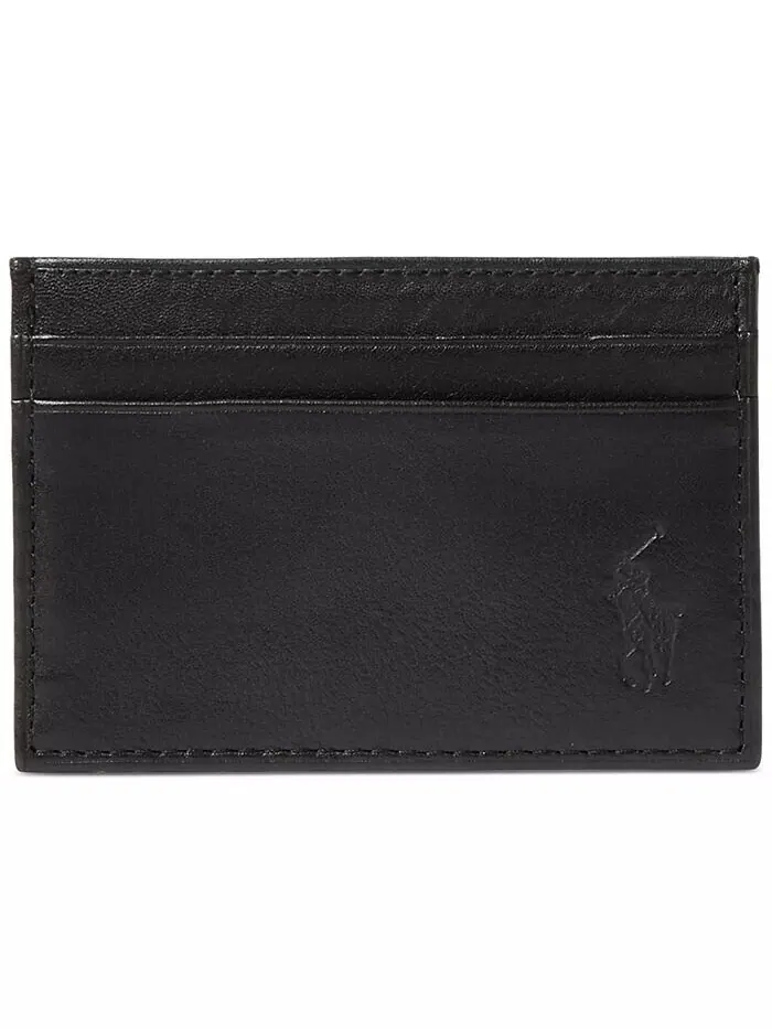 Мужской картхолдер с зажимом для денег Polo Ralph Lauren из шагреневой кожи