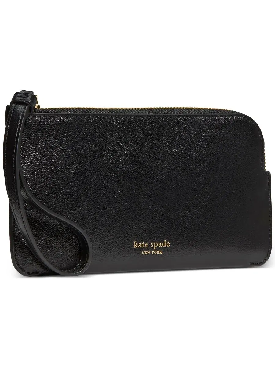 Кожаный клатч-вистлет Zippy Smooth Leather Wristlet kate spade new york — изображение 3 из 4, черный