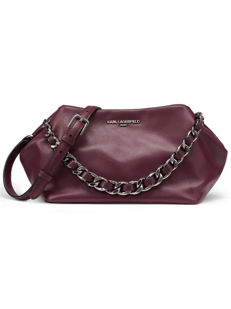 Сумка из кожи среднего размера с цепочкой Giovanna Medium Leather Clutch Handbag KARL LAGERFELD