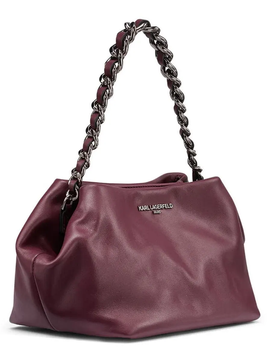 Сумка из кожи среднего размера с цепочкой Giovanna Medium Leather Clutch Handbag KARL LAGERFELD — изображение 3 из 5