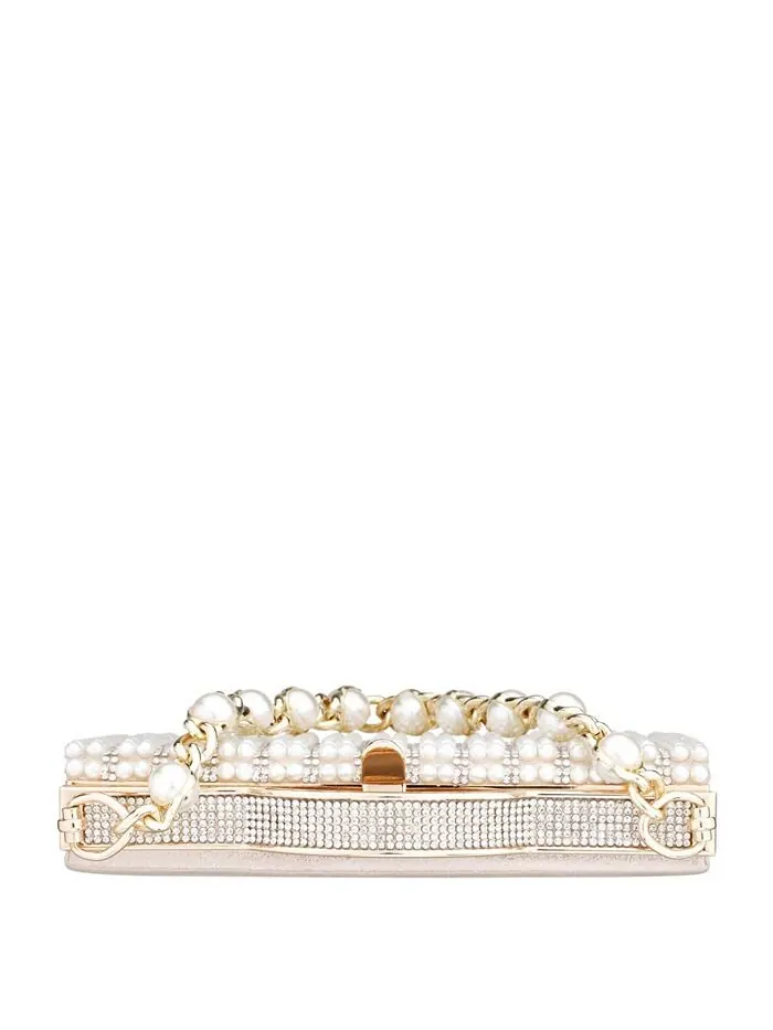 Женский минаудьер с искусственным жемчугом и кристаллами Nina — изображение 5 из 5, белый
