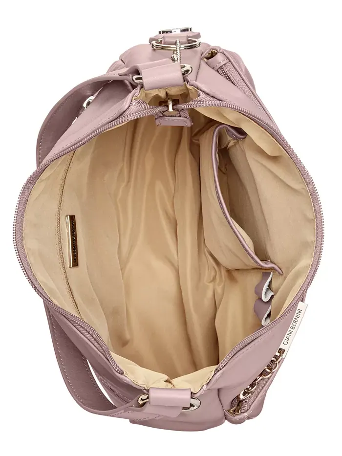 Сумка-хобо из кожи Nappa Giani Bernini — изображение 5 из 5, розовый/серебристый