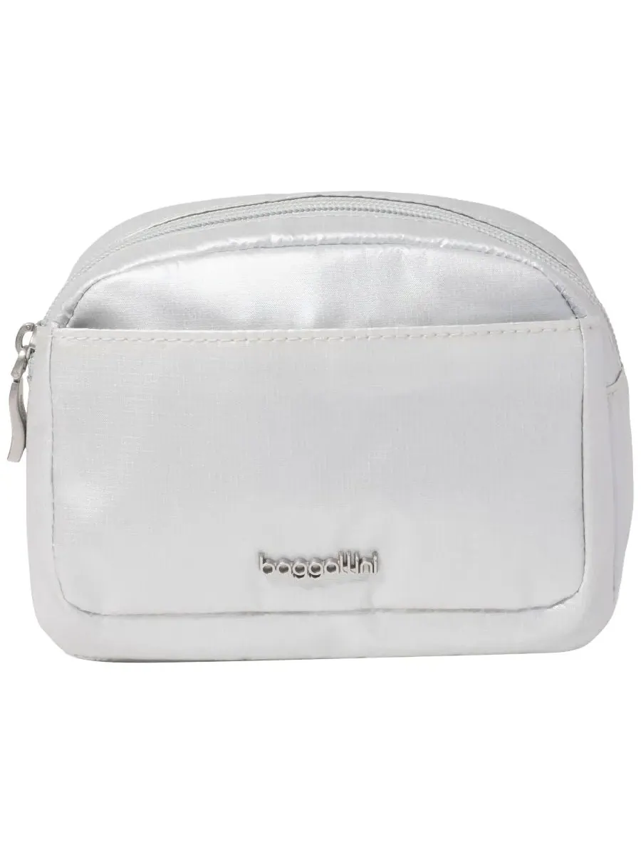 Маленькая косметичка с карманом Baggallini, серебро metallic — изображение 1 из 4, серебристый металлик