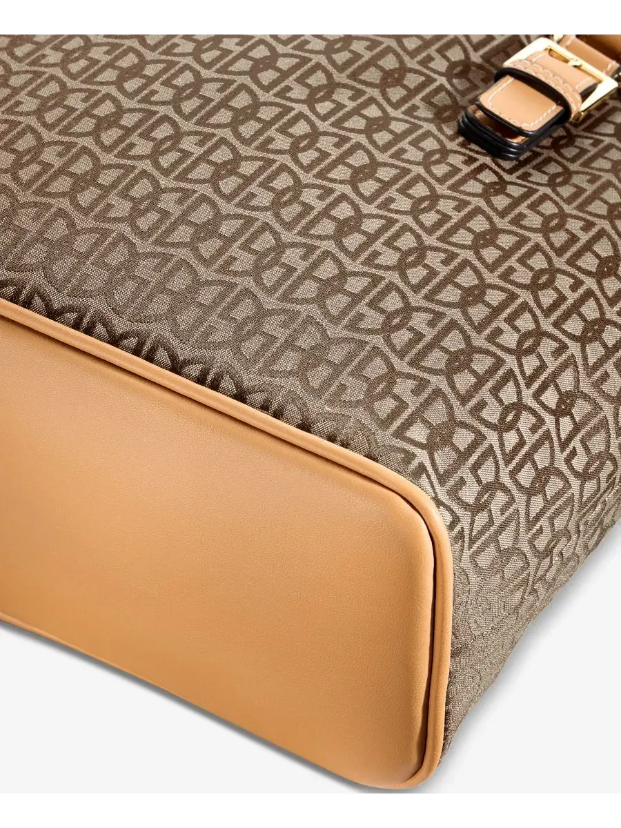 Сумка-шопер из жаккарда с принтом Tulip Giani Bernini — изображение 6 из 7, коричневый