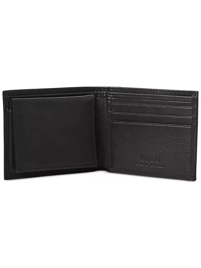 Мужской бумажник из шагренированной кожи Passcase Polo Ralph Lauren — изображение 3 из 4, черный