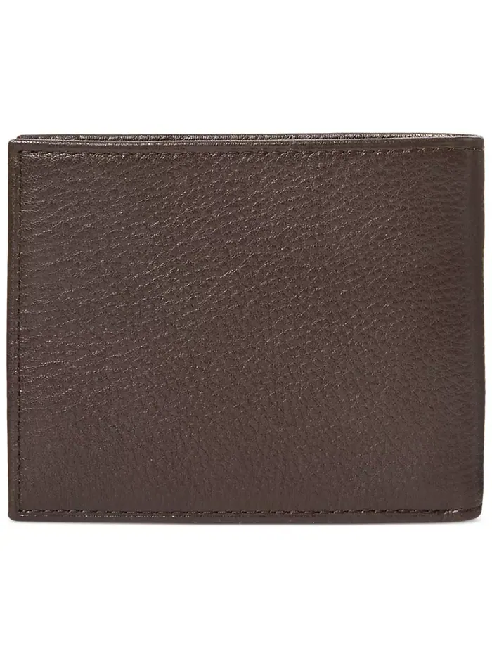 Мужской бумажник из шагренированной кожи Passcase Polo Ralph Lauren — изображение 4 из 4, коричневый
