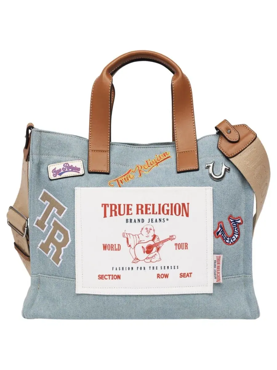 Сумка-тоут Andy Multi Patch Medium True Religion, деним — изображение 1 из 8, джинсовый синий