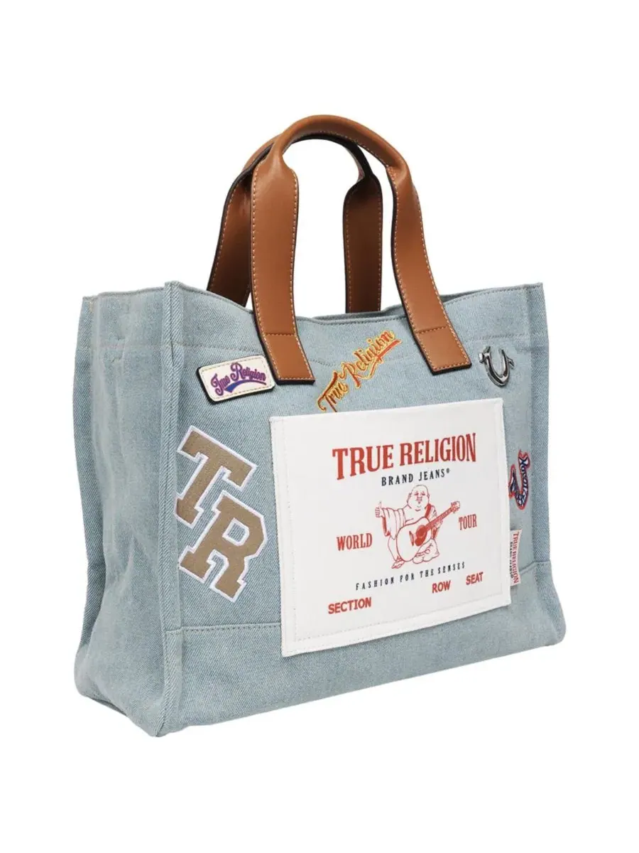 Сумка-тоут Andy Multi Patch Medium True Religion, деним — изображение 2 из 8, джинсовый синий