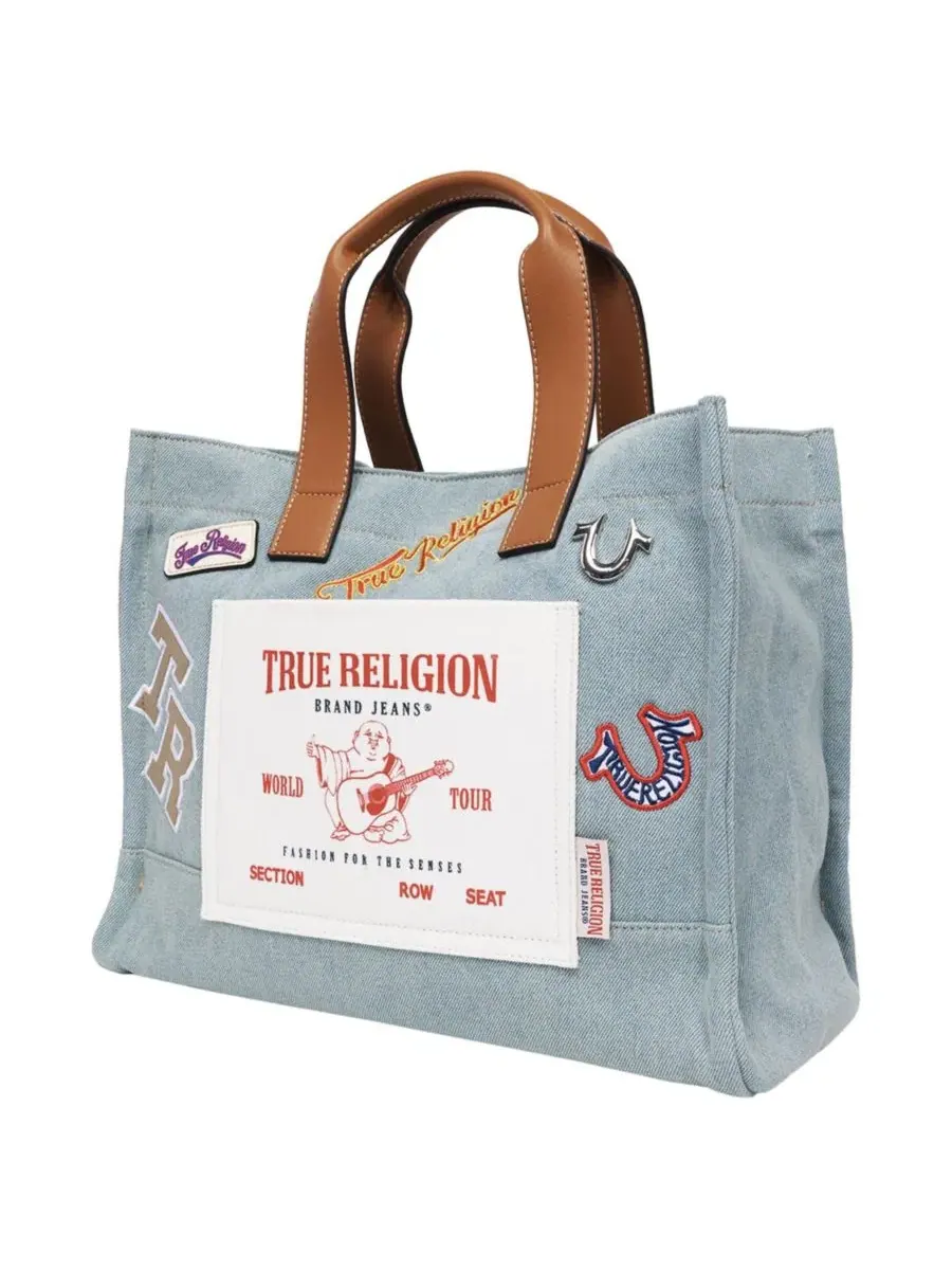 Сумка-тоут Andy Multi Patch Medium True Religion, деним — изображение 3 из 8, джинсовый синий