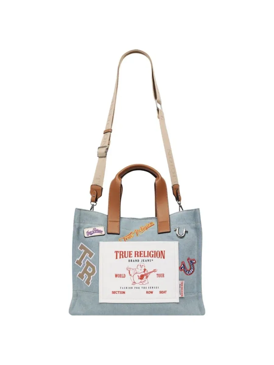 Сумка-тоут Andy Multi Patch Medium True Religion, деним — изображение 7 из 8, джинсовый синий