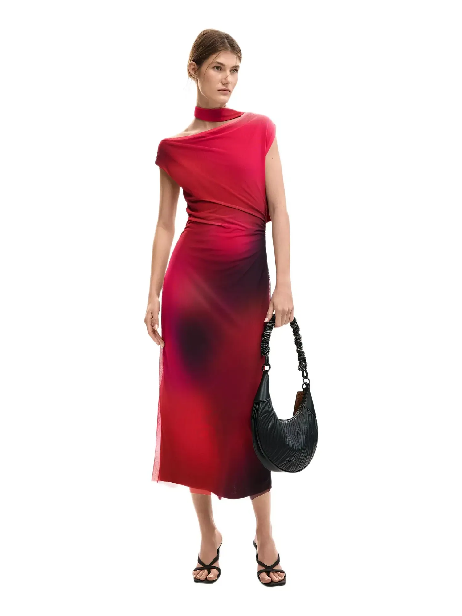 Платье Desigual Asymmetric Draped — изображение 1 из 5, розовый