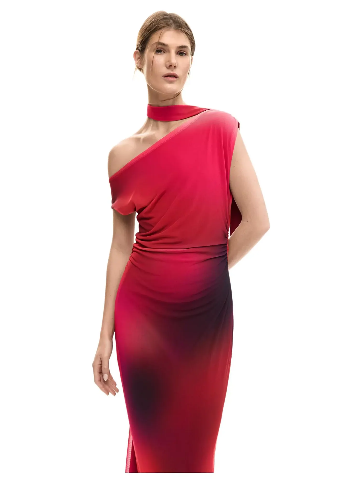 Платье Desigual Asymmetric Draped — изображение 3 из 5, розовый