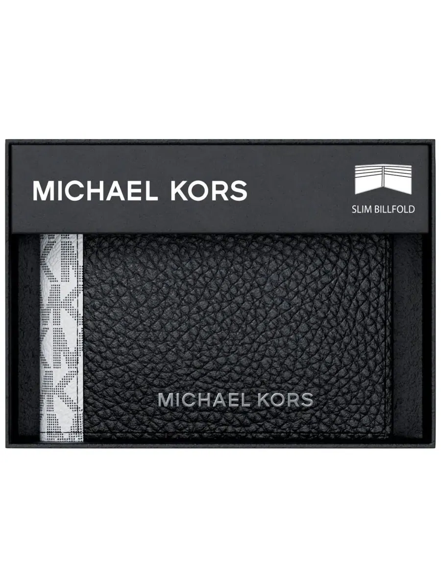 Тонкий мужской кошелек Michael Kors — изображение 4 из 4, черный/белый