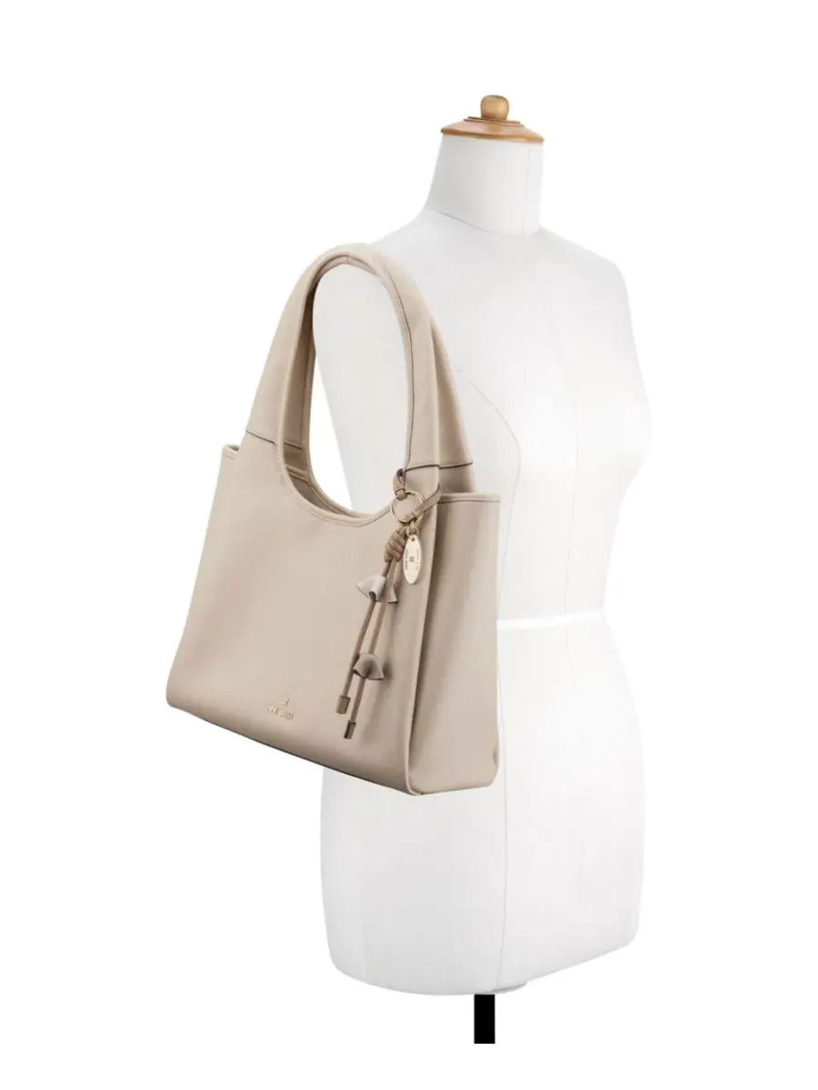 Большая сумка-шопер с тройным отделением Priya Triple Compartment Large Shoulder Bag Nine West — изображение 2 из 5, бежевый