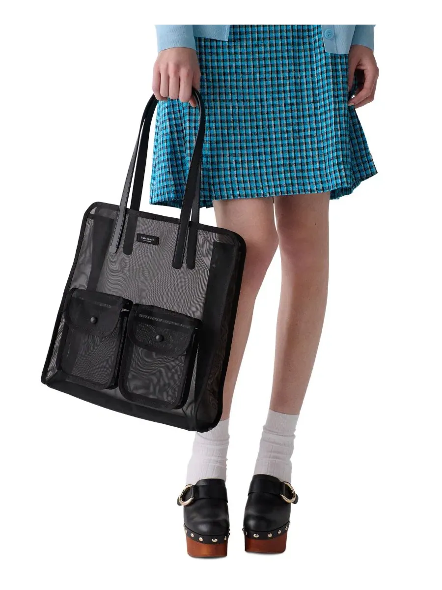 Легкая средняя сетчатая сумка-тоут Kate Spade New York — изображение 5 из 5, черный