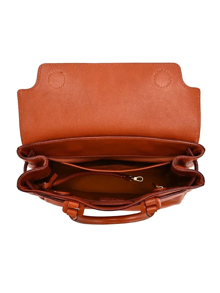 Сумка-сэтчел средняя Wishbone Medium Satchel OLD TREND — изображение 4 из 7, коньячный коричневый