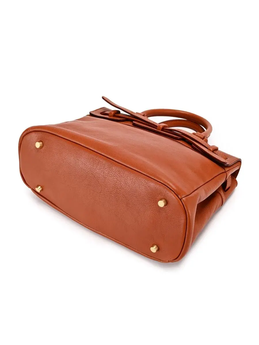 Сумка-сэтчел средняя Wishbone Medium Satchel OLD TREND — изображение 5 из 7, коньячный коричневый