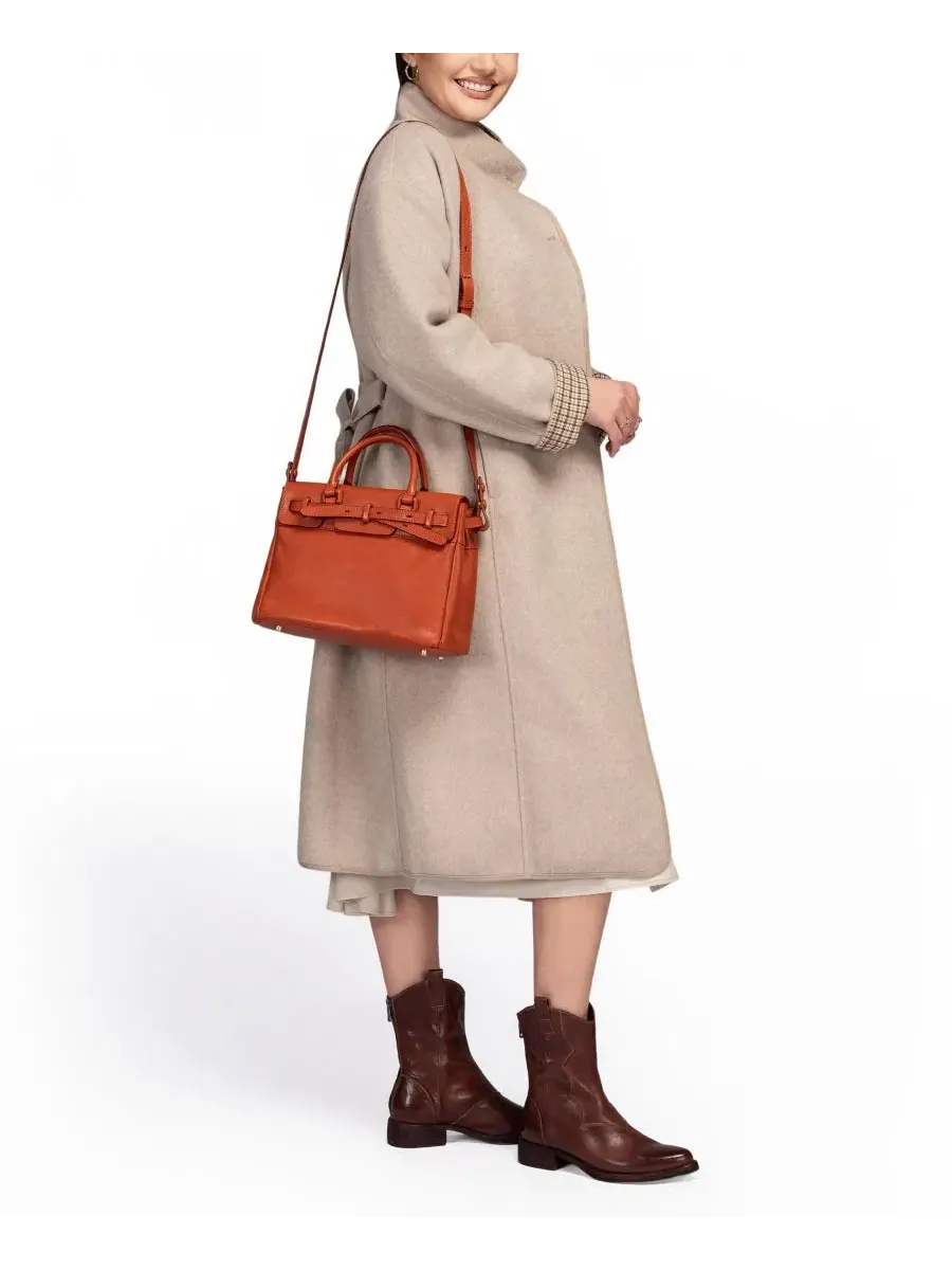 Сумка-сэтчел средняя Wishbone Medium Satchel OLD TREND — изображение 6 из 7, коньячный коричневый