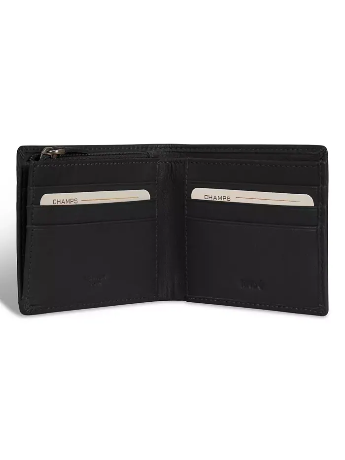Мужской кожаный бифолд-кошелек Onyx Collection с молнией CHAMPS — изображение 7 из 9, коричневый
