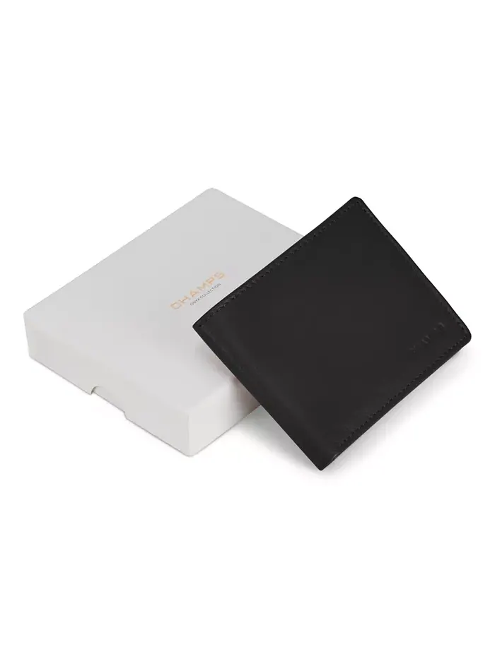 Мужской кожаный бифолд-кошелек Onyx Collection с молнией CHAMPS — изображение 8 из 9, коричневый