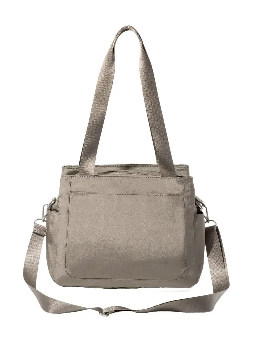 Сумка-шопер с RFID-защитой, 28×24×12 см, модель Modern All Time Small Satchel Baggallini — изображение 2 из 4, серебристый
