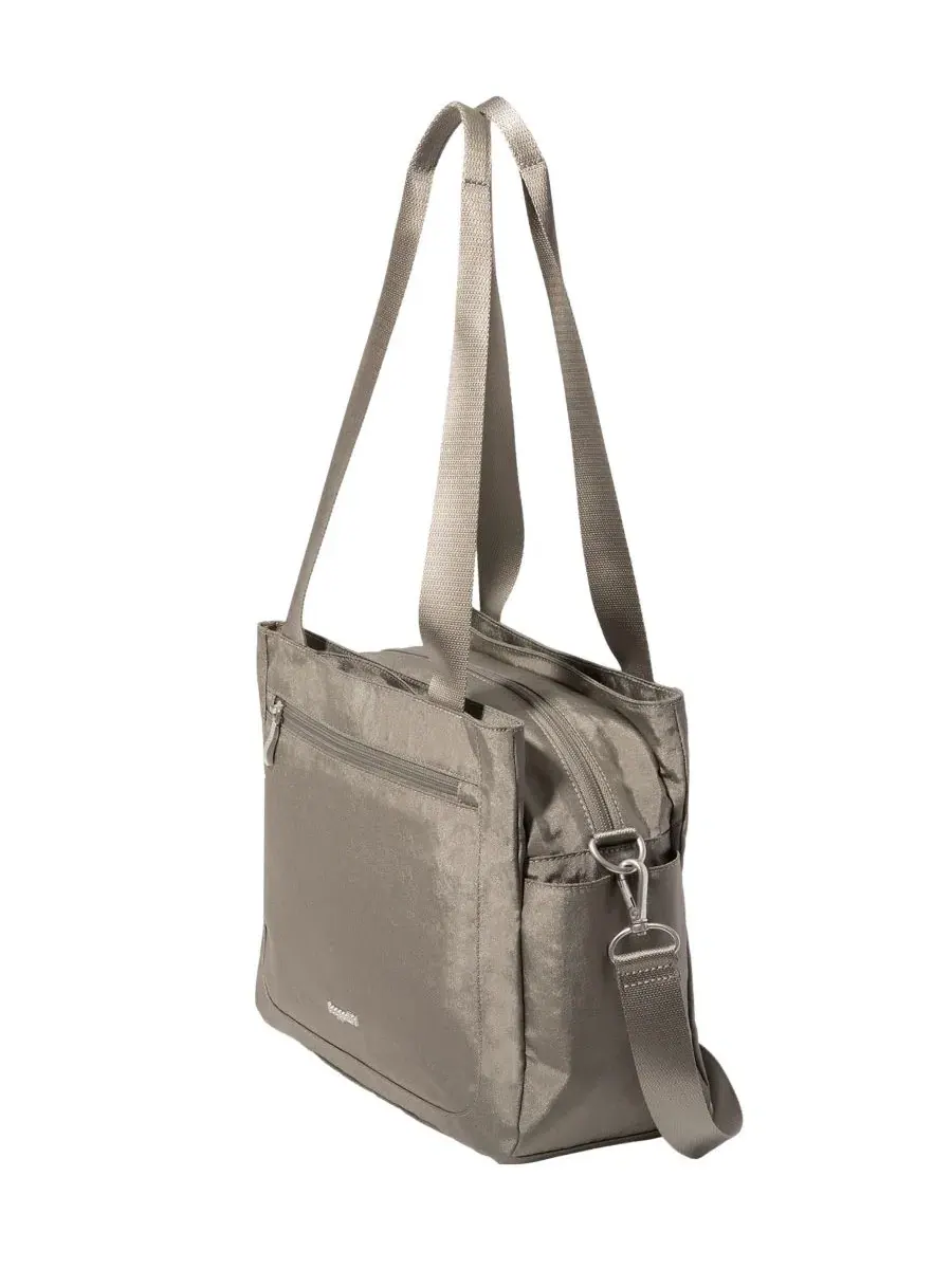 Сумка-шопер с RFID-защитой, 28×24×12 см, модель Modern All Time Small Satchel Baggallini — изображение 3 из 4, серебристый