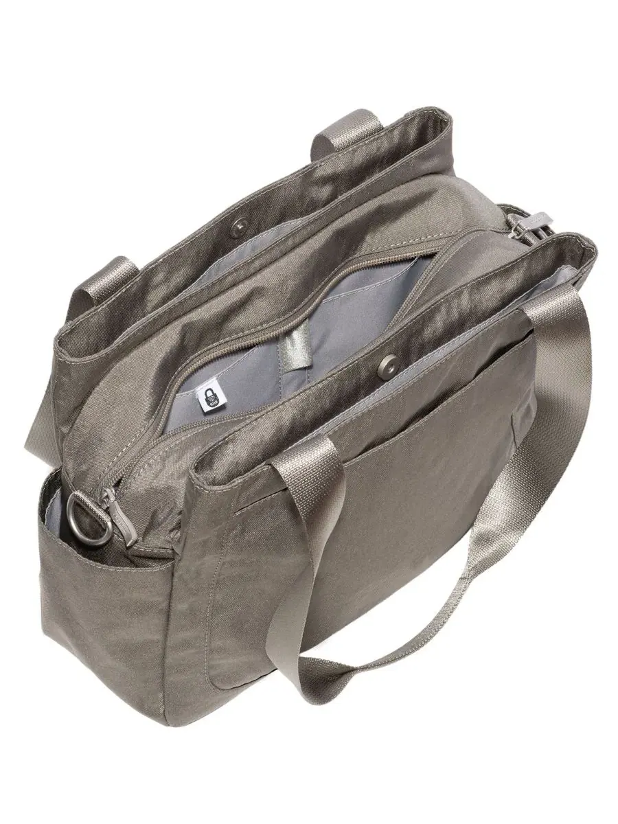 Сумка-шопер с RFID-защитой, 28×24×12 см, модель Modern All Time Small Satchel Baggallini — изображение 4 из 4, серебристый