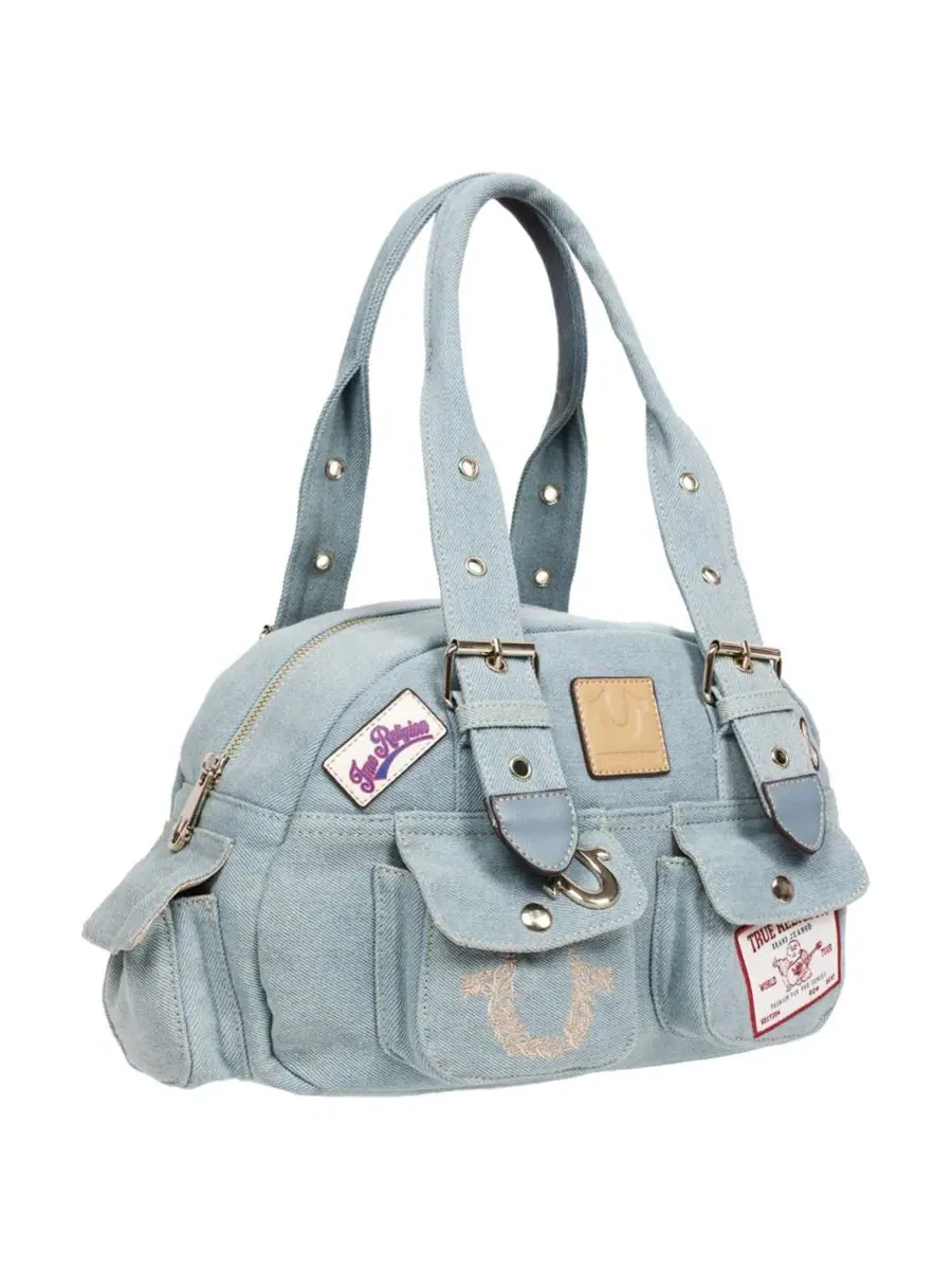 Сумка-сатчел с мульти-патчами Multi-Patch Denim Satchel True Religion — изображение 2 из 5, джинсовый синий