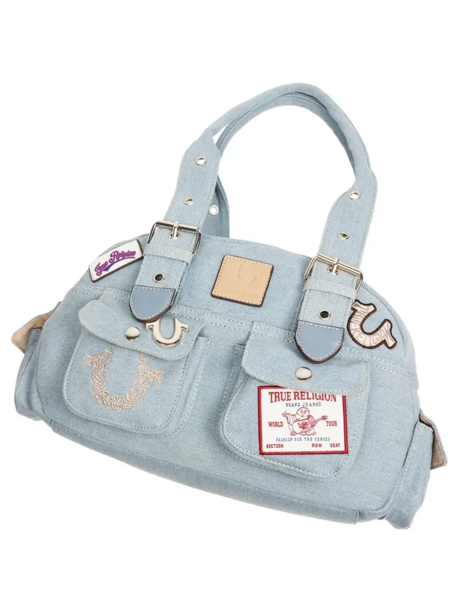 Сумка-сатчел с мульти-патчами Multi-Patch Denim Satchel True Religion — изображение 4 из 5, джинсовый синий