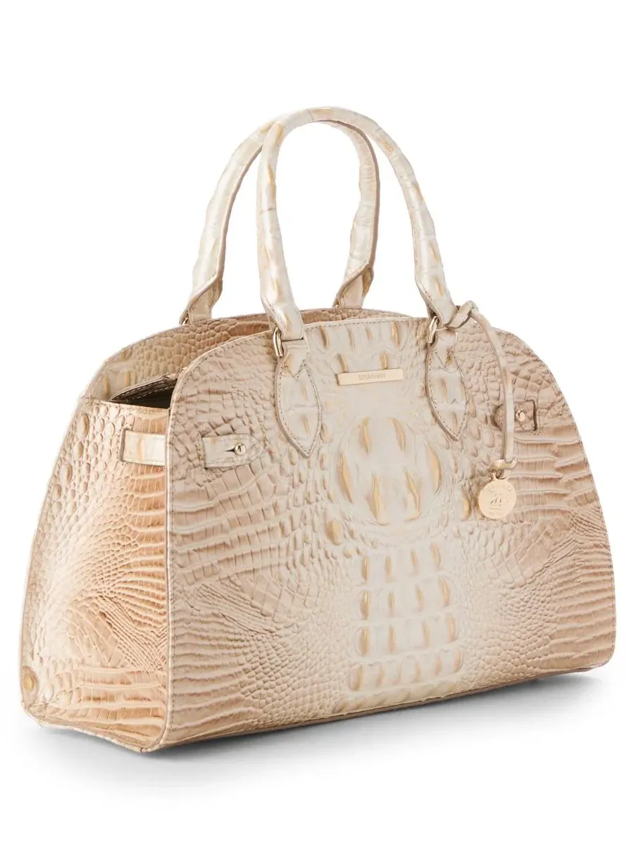 Сумка-сатчел из кожи с ручками и ремнем, Angelina Melbourne Medium Brahmin — изображение 3 из 8, коричневый
