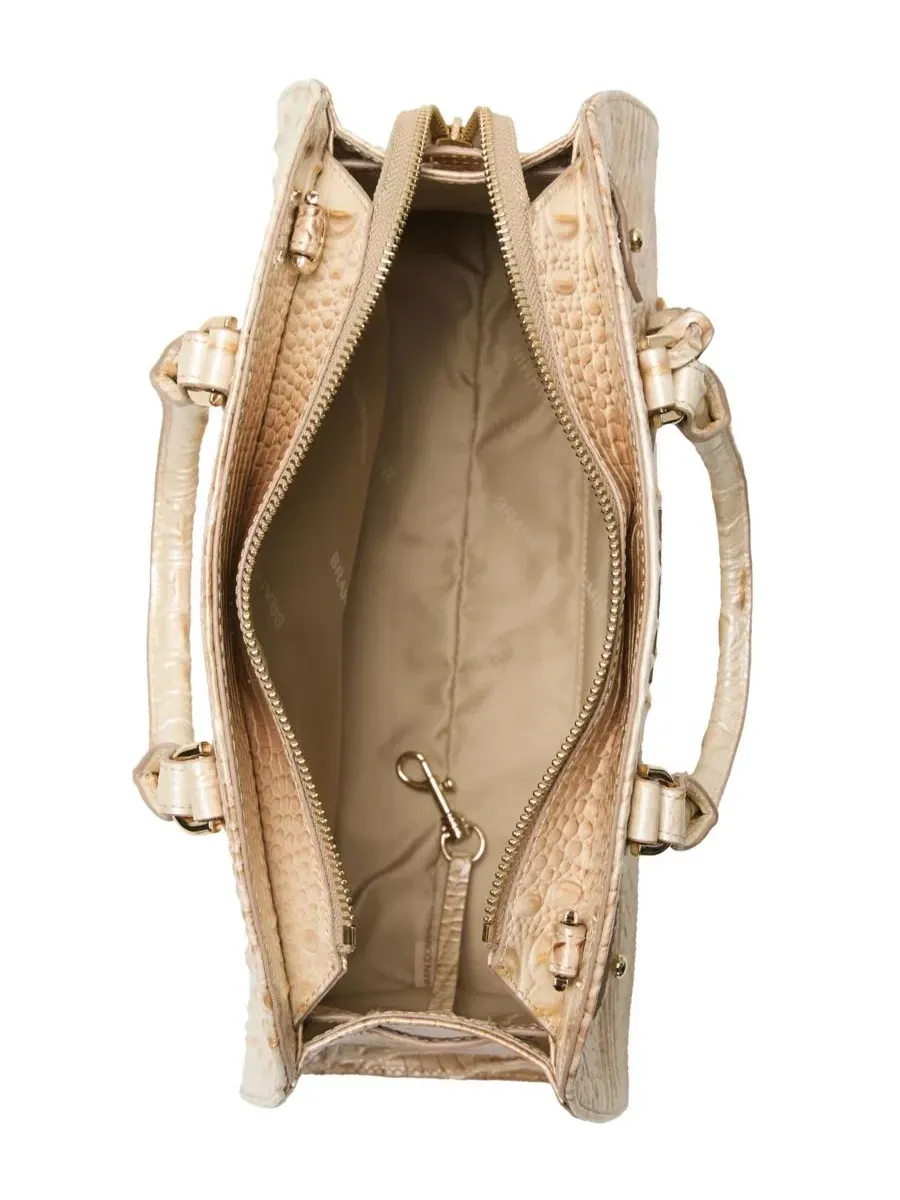 Сумка-сатчел из кожи с ручками и ремнем, Angelina Melbourne Medium Brahmin — изображение 4 из 8, коричневый