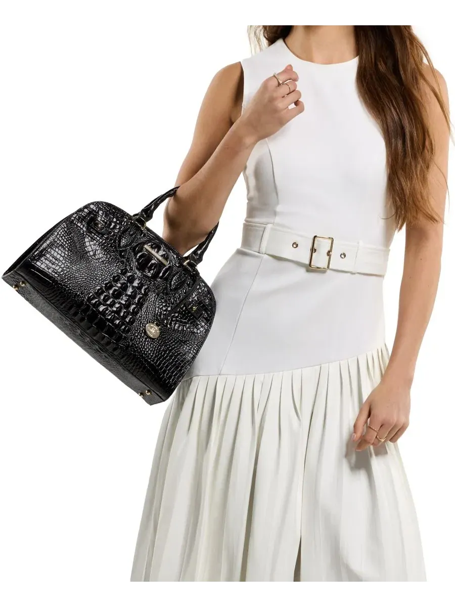 Сумка-сатчел из кожи с ручками и ремнем, Angelina Melbourne Medium Brahmin — изображение 6 из 8, коричневый