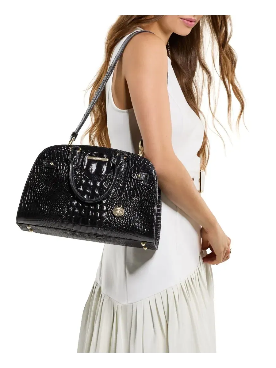 Сумка-сатчел из кожи с ручками и ремнем, Angelina Melbourne Medium Brahmin — изображение 7 из 8, коричневый