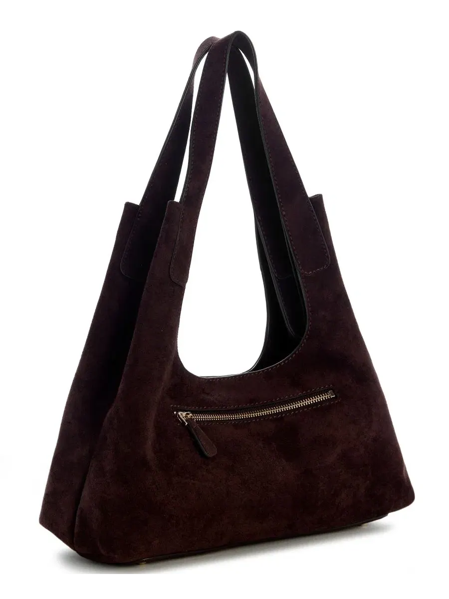 Сумка-хобо среднего размера с плечевым ремнем Sunset Medium Hobo Handbag GUESS — изображение 2 из 5, эспрессо