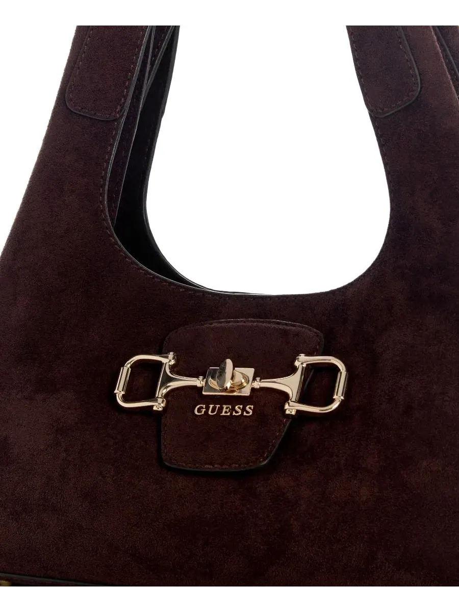 Сумка-хобо среднего размера с плечевым ремнем Sunset Medium Hobo Handbag GUESS — изображение 3 из 5, эспрессо