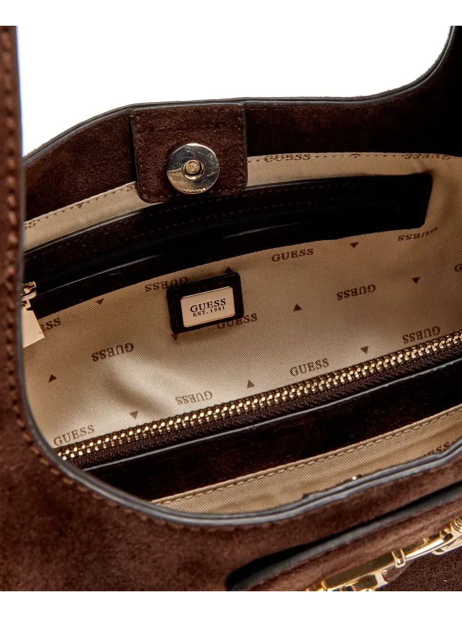 Сумка-хобо среднего размера с плечевым ремнем Sunset Medium Hobo Handbag GUESS — изображение 4 из 5, эспрессо