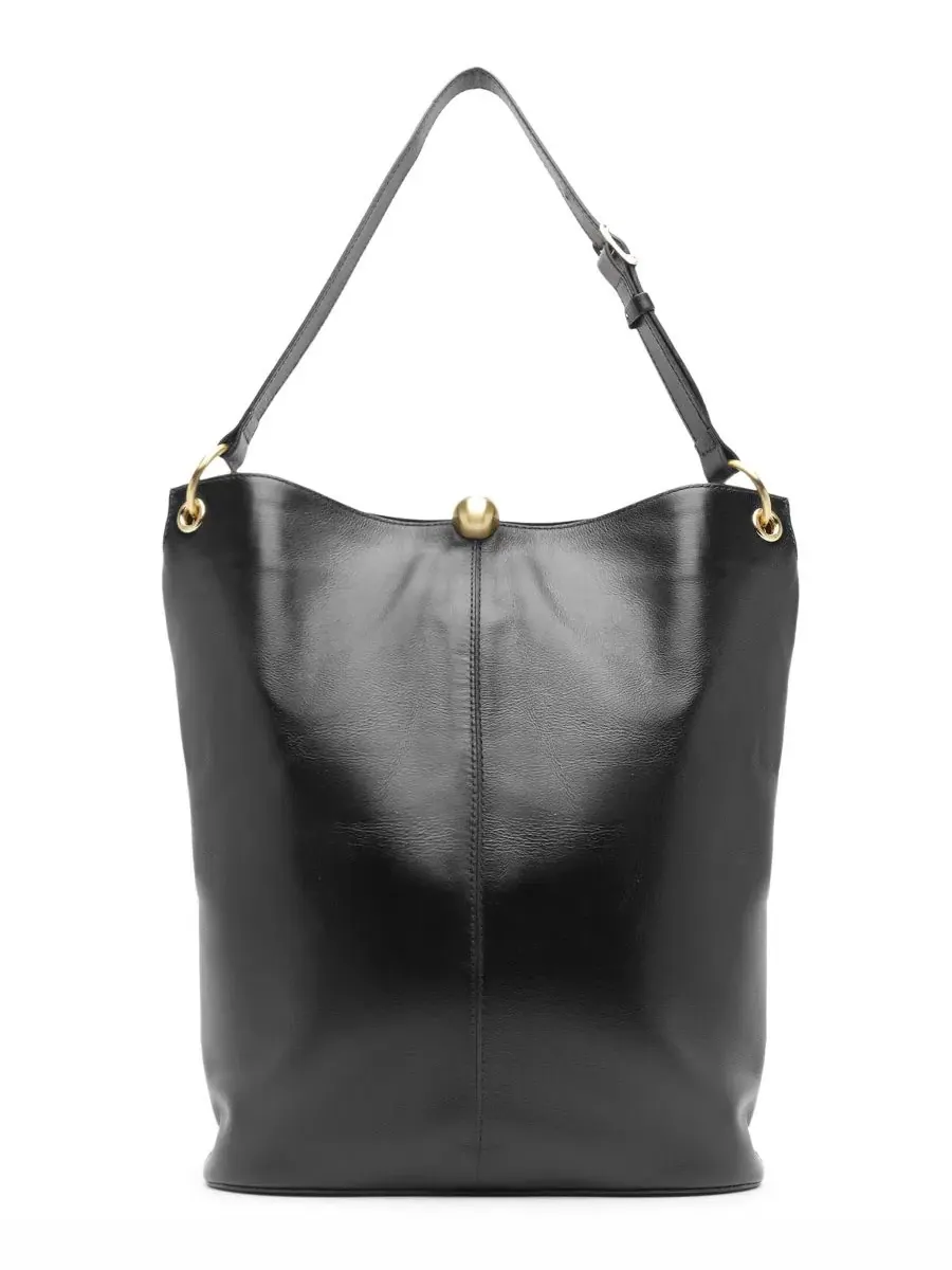 Сумка-хобо из кожи Aurora Large Leather Arezzo, Preto/Soul Natural — изображение 2 из 5