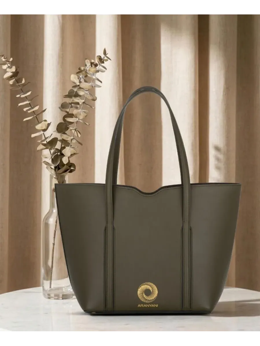 Сумка-шопер из гладкой кожи, с магнитной застежкой, Amala Magnetic Tote Aranyani — изображение 3 из 3, зеленый