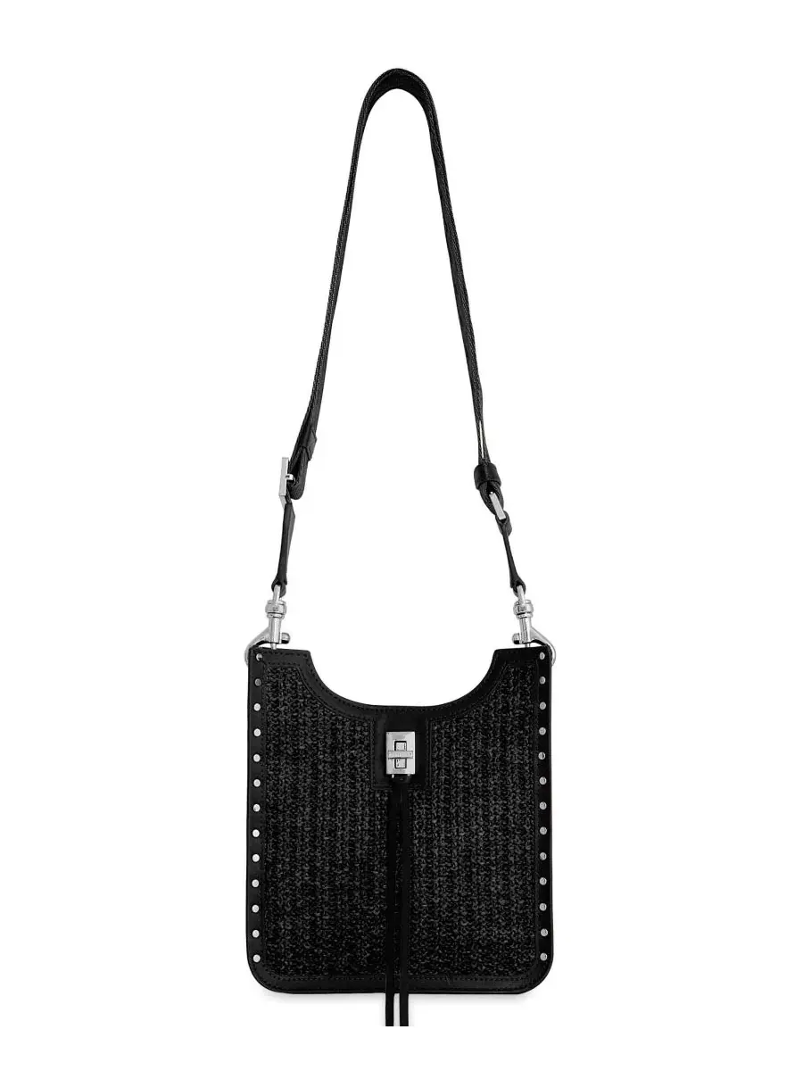 Мини-сумка через плечо с кисточками Darren Mini Feed Rebecca Minkoff — изображение 1 из 3, черный/черный