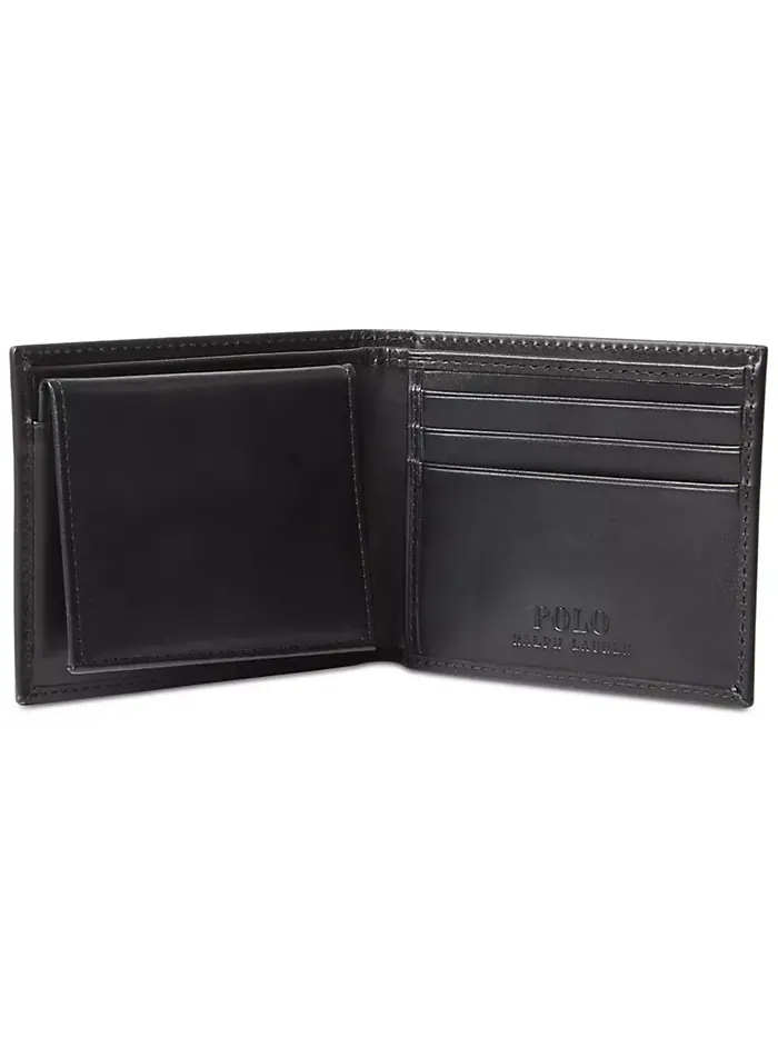 Мужской бумажник из гладкой кожи Passcase Polo Ralph Lauren — изображение 3 из 4, черный