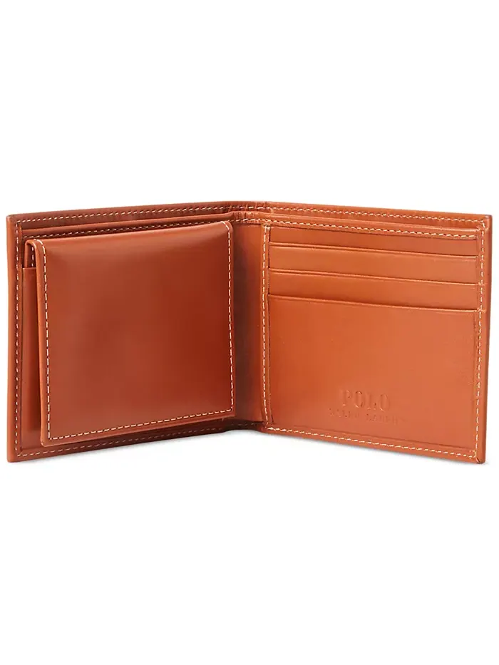 Мужской бумажник из гладкой кожи Passcase Polo Ralph Lauren — изображение 3 из 4, коричневый