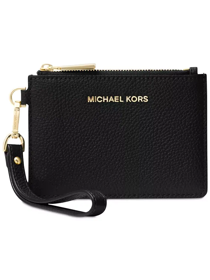 Кожаный кошелек Jet Set Small Coin Purse Michael Kors — изображение 1 из 3, черный/золотистый