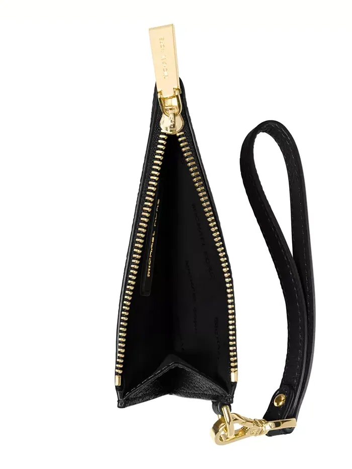 Кожаный кошелек Jet Set Small Coin Purse Michael Kors — изображение 2 из 3, черный/золотистый