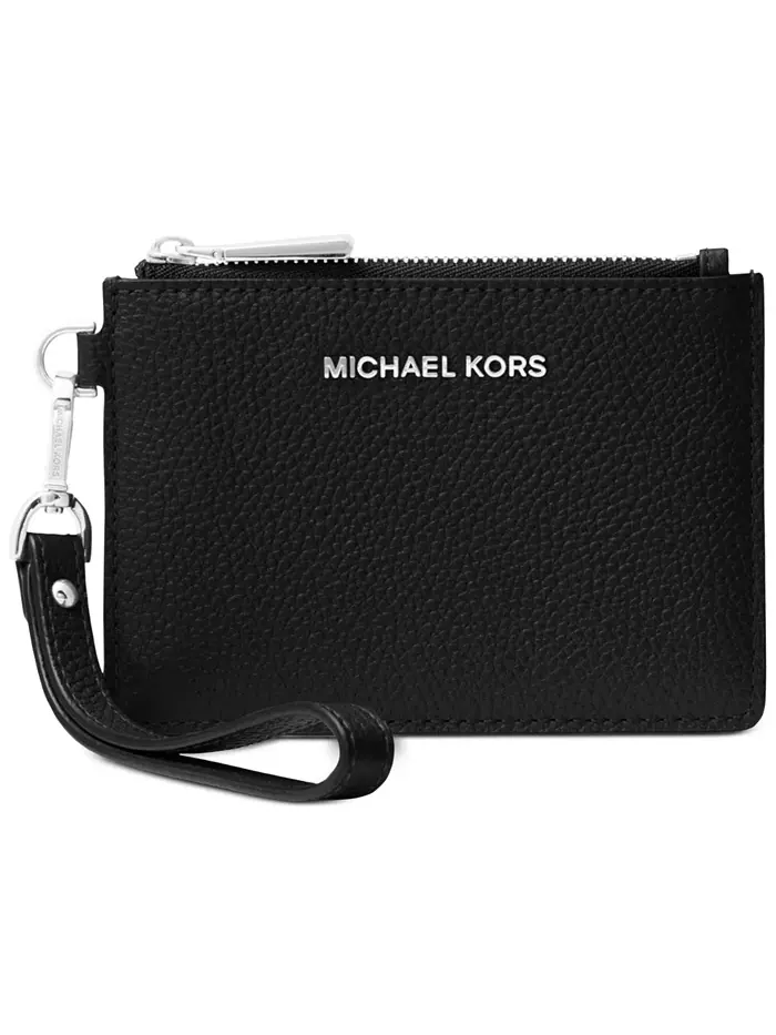 Кожаный кошелек Jet Set Small Coin Purse Michael Kors — изображение 1 из 3, черный/серебристый
