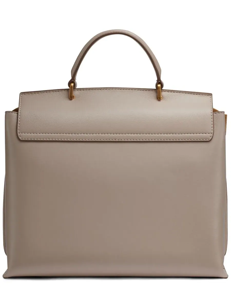 Сумка-мессенджер Turn-Lock Bridgehampton Small Satchel Bag Donna Karan New York — изображение 2 из 5, бежевый