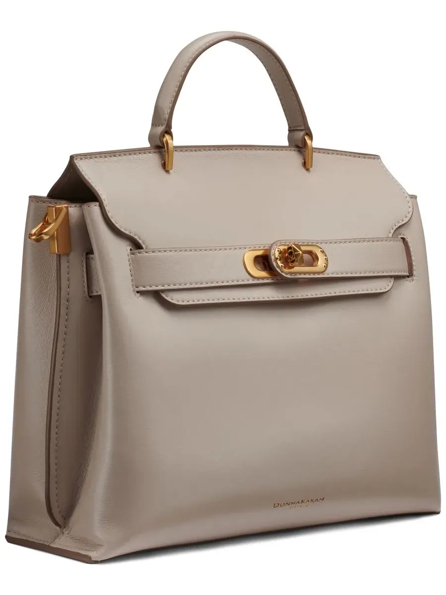 Сумка-мессенджер Turn-Lock Bridgehampton Small Satchel Bag Donna Karan New York — изображение 3 из 5, бежевый