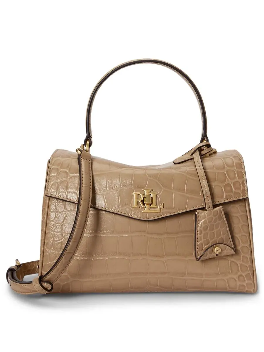 Сумка-шопер Farrah Embossed Small Soft Satchel Lauren Ralph Lauren — изображение 1 из 8, бежевый